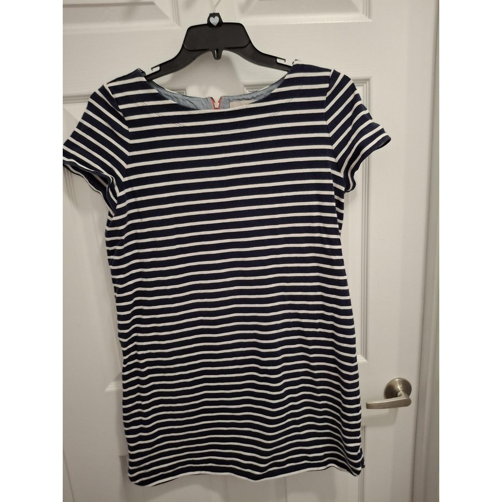 3/$15 LOFT XL Navy White Striped Nautical Round Neck Cap Sleeve T-Shirt Dress